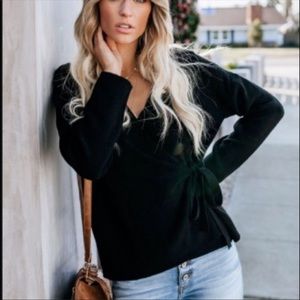 VICI Marjorie Wrap Sweater Black